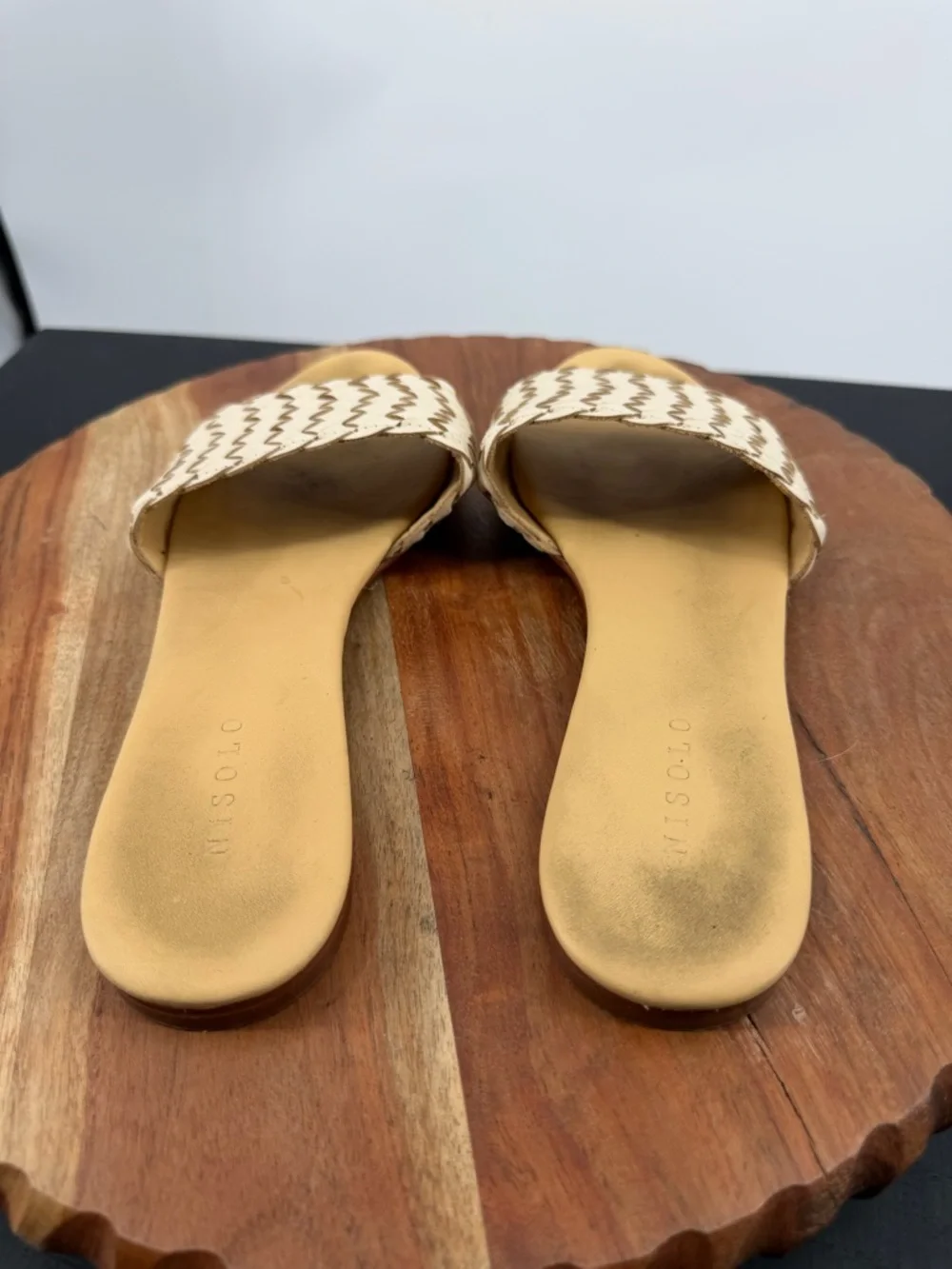 Nisolo Isla Woven Slide Sandals handwoven leather straps cushioned insole sz 8.5